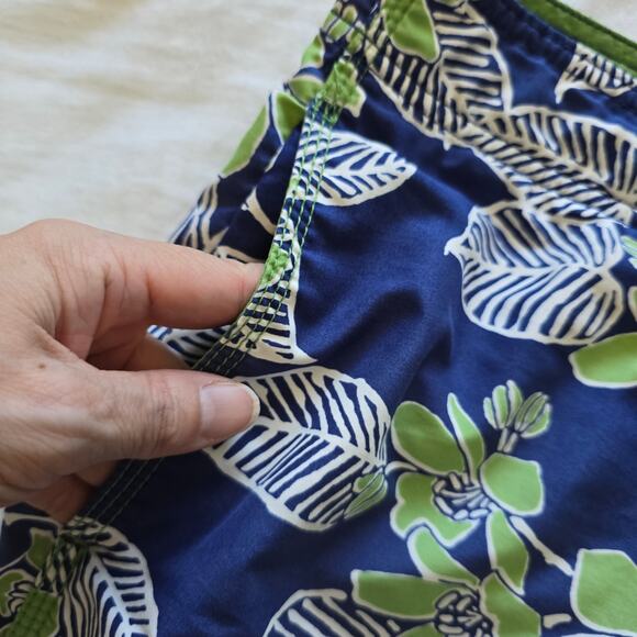 Reyn Spooner Retro Hawaiian Floral Print Board Shorts Size 34 Navy Green Surf - Picture 8 of 10